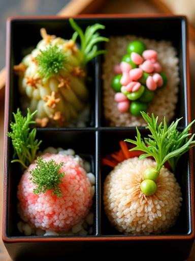 彩り豊かな季節の食材を使用したお料理のアップ