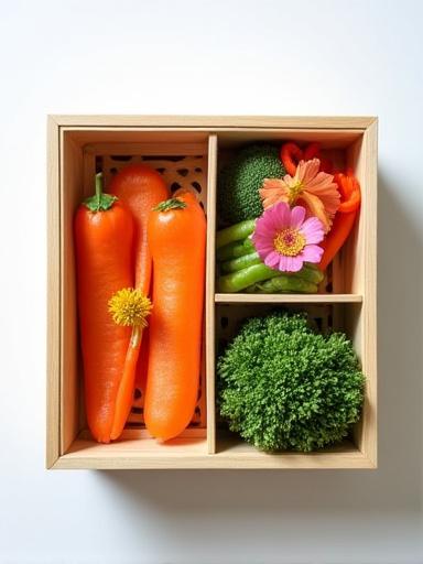 エディブルフラワーをあしらった特製弁当