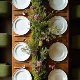 季節の草花を使用したテーブルコーディネート