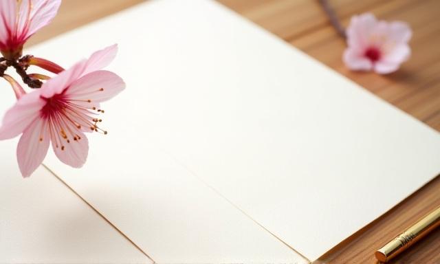 エレガントな和紙と季節の花のイメージ